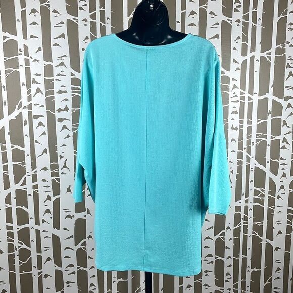 Dantelle NEW Aqua Textured Drop Sleeve High Low Hem Top sz 1X - Picture 4 of 7